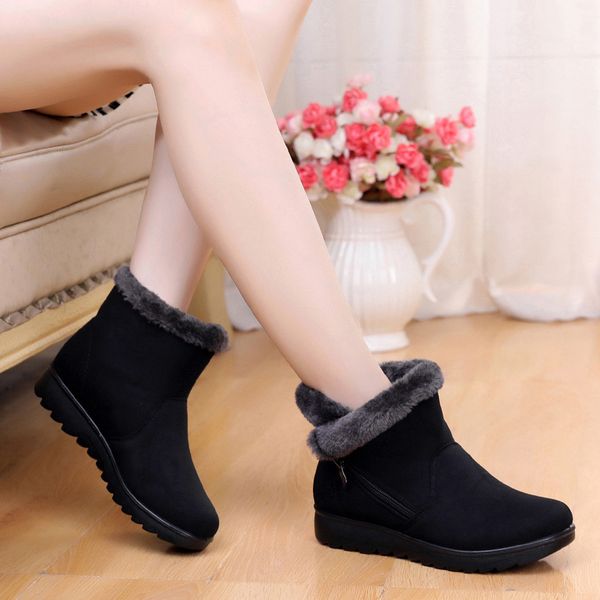 women's ladies winter ankle short snow boots fur footwear warm shoes women invierno warm winter boots mujer c1122, Black
women's ladies winter ankle short snow boots fur footwear warm shoes women invierno warm winter boots mujer c1122, Black
