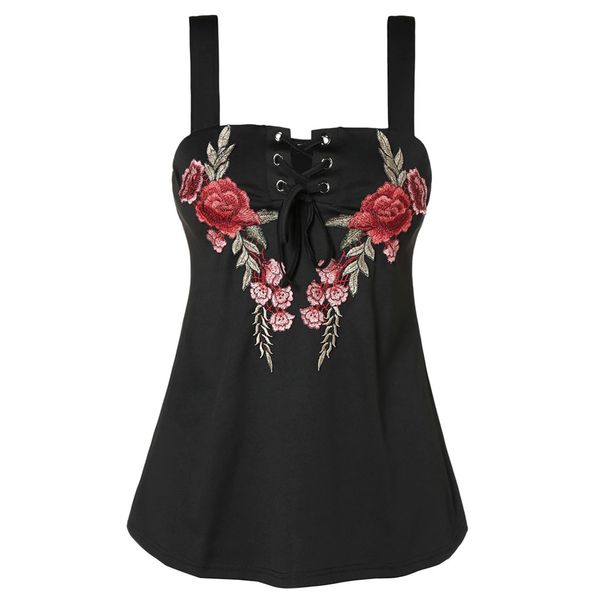 plus size summer fashion lace up embroidered blouse strap tank tee female womens sleeveless shirt blusas femininas clothing, White
plus size summer fashion lace up embroidered blouse strap tank tee female womens sleeveless shirt blusas femininas clothing, White