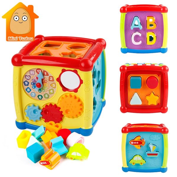Multifunctional Musical Toys Toddler Baby Box Music Electronic Toys Gear Clock Geometric Blocks Sorting Educational Toys
