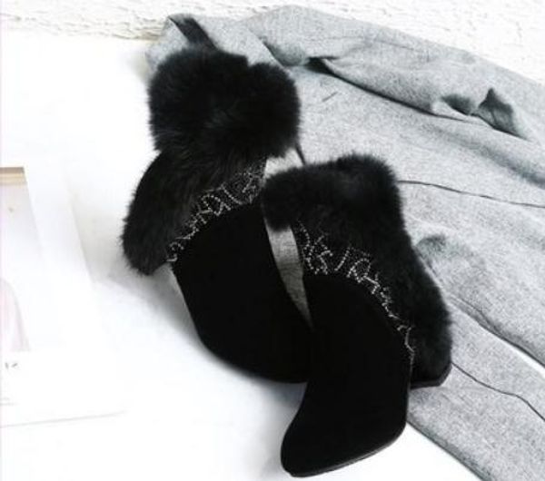2019 women's boots in winter with new style high heel coarse heel round head suede@4098, Black
2019 women's boots in winter with new style high heel coarse heel round head suede@4098, Black