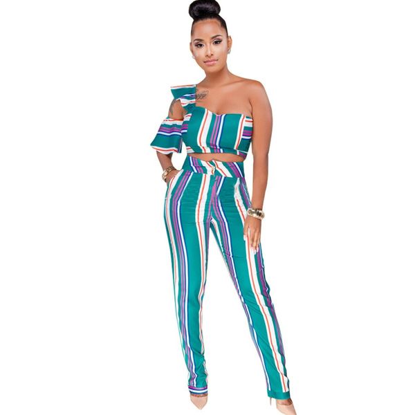 2019 summer new striped one shoulder two piece set women crop pencil pants casual suits strapless outfits, White
2019 summer new striped one shoulder two piece set women crop pencil pants casual suits strapless outfits, White
