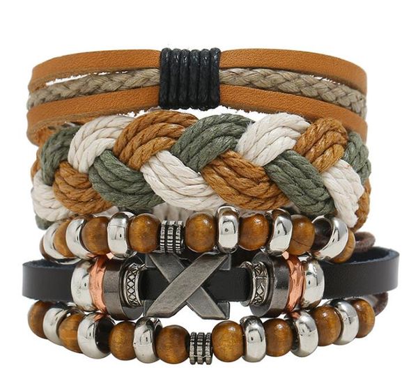 100% genuine leather bracelet diy large x multiple wax rope beading men's combination suit bracelet 3styles/1set, Black
100% genuine leather bracelet diy large x multiple wax rope beading men's combination suit bracelet 3styles/1set, Black
