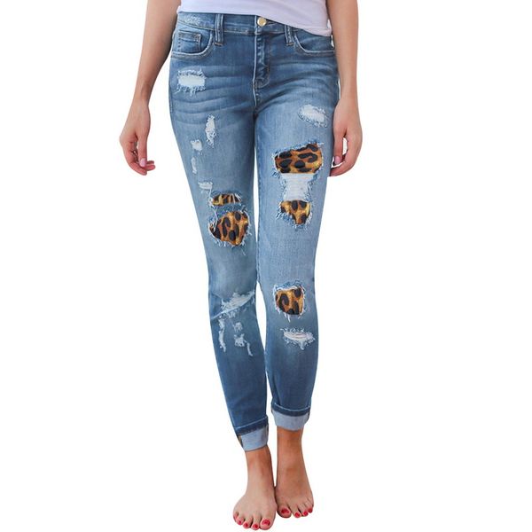 oeak womens high waist skinny jeans solid leopard patchwork irregular ribbed holes long pencil casual stretch slim pants, Blue
oeak womens high waist skinny jeans solid leopard patchwork irregular ribbed holes long pencil casual stretch slim pants, Blue