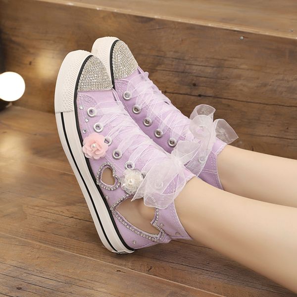 hollow breathable girl canvas shoes cute wind school students high-to casual crystal flat bottom single shoes cloth women, Black
hollow breathable girl canvas shoes cute wind school students high-to casual crystal flat bottom single shoes cloth women, Black