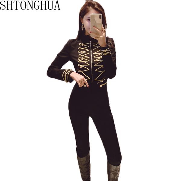 shtonghua 2019 spring 2 piece set suit pants set women black double-breasted embroidery coat +full length pants, White
shtonghua 2019 spring 2 piece set suit pants set women black double-breasted embroidery coat +full length pants, White