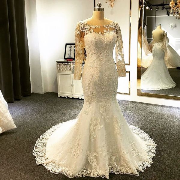 mermaid lace backless wedding dresses sheer bateau neck beaded long sleeves bridal gowns plus size trumpet vestido de novia, White
mermaid lace backless wedding dresses sheer bateau neck beaded long sleeves bridal gowns plus size trumpet vestido de novia, White
