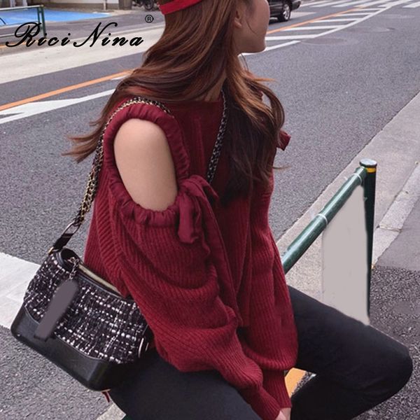 ricinina vintage sweater women long sleeve bow hollow out solid chic red knitted sweaters womens elegant woman jumper 2020, White;black
ricinina vintage sweater women long sleeve bow hollow out solid chic red knitted sweaters womens elegant woman jumper 2020, White;black