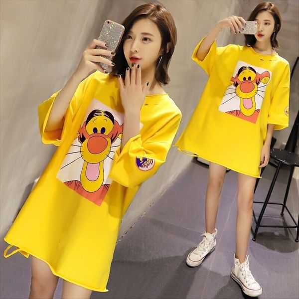 2019 summer t-shirt loose jumping tiger hole-breaking tide large size super cartoon printed female t-shirt skirt female, White
2019 summer t-shirt loose jumping tiger hole-breaking tide large size super cartoon printed female t-shirt skirt female, White