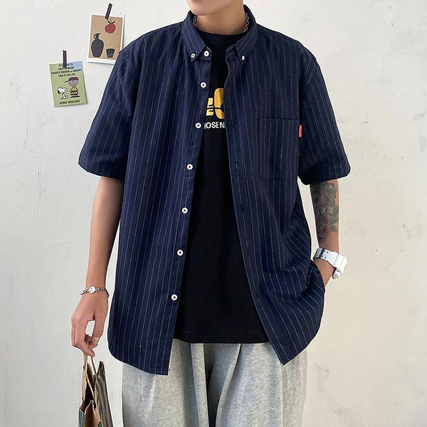 men's clothing 2020 summer new youth striped short-sleeved men's shirt couple shirt men, White;black
men's clothing 2020 summer new youth striped short-sleeved men's shirt couple shirt men, White;black