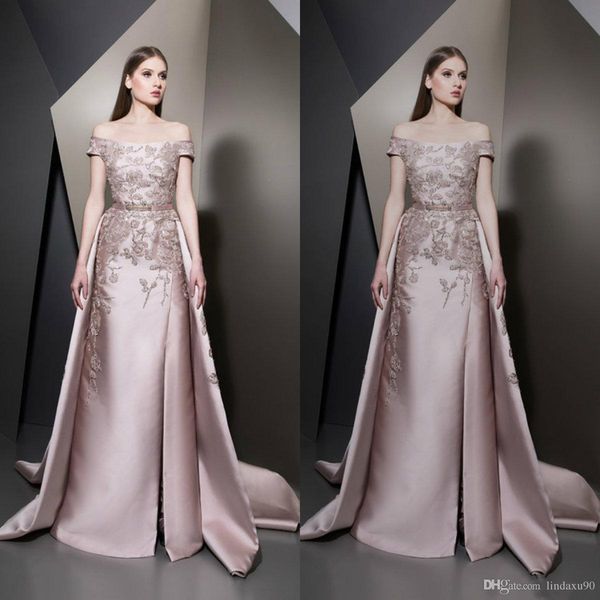 elie saab 2019 prom dresses long off shoulder lace beads formal evening gowns with detachable skirt party special occasion dress, Black
elie saab 2019 prom dresses long off shoulder lace beads formal evening gowns with detachable skirt party special occasion dress, Black