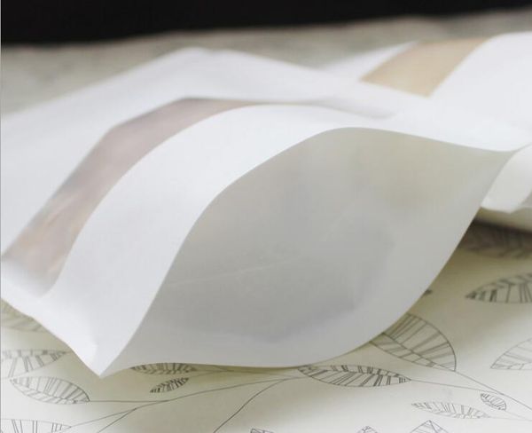 10*15+4cm 500pcs white scrub kraft paper bags stand up zipper/ packaging bag with window for //nut/coffee 
10*15+4cm 500pcs white scrub kraft paper bags stand up zipper/ packaging bag with window for //nut/coffee