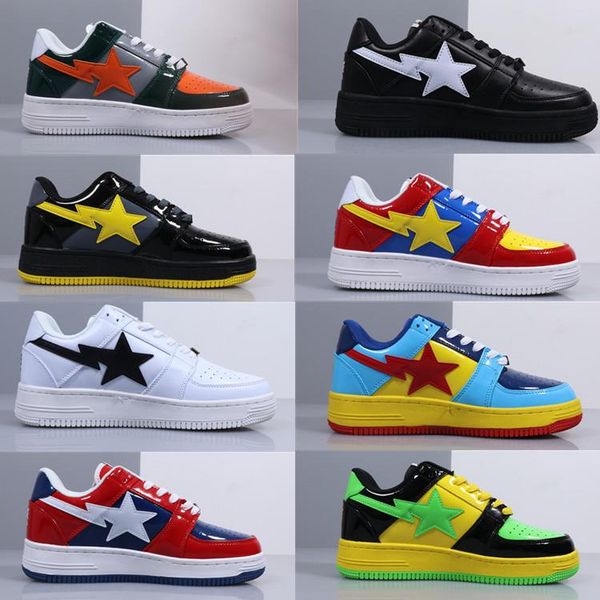 2019 fashion stitching color leather flat skateboard shoes men's shoes classic casual shoes for men's five-pointed star print, Black
2019 fashion stitching color leather flat skateboard shoes men's shoes classic casual shoes for men's five-pointed star print, Black