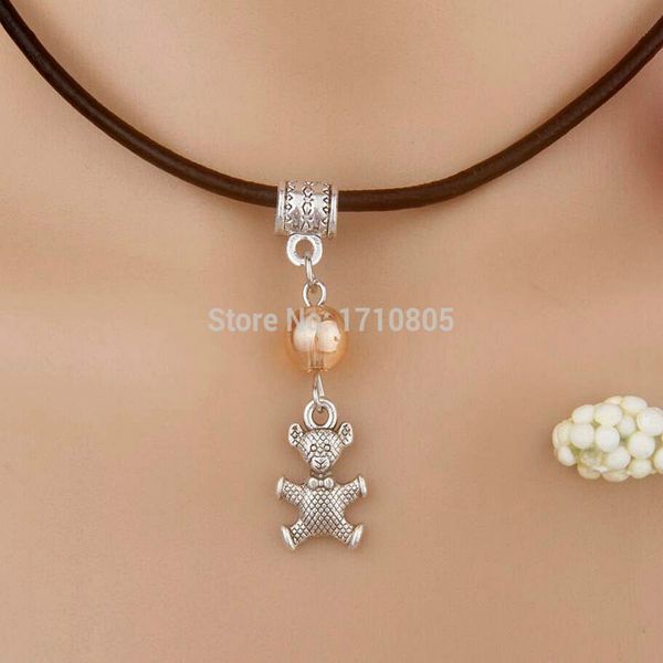 10pcs alloy ancient silver bear multicolor glass bead charm pendant leather rope necklace women jewelry valentine's day present
10pcs alloy ancient silver bear multicolor glass bead charm pendant leather rope necklace women jewelry valentine's day present