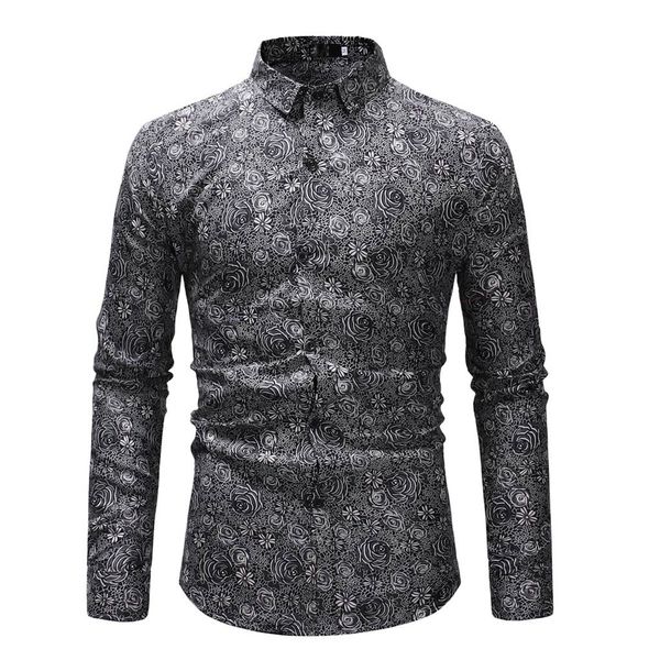 2019 spring men shirt floral printed long sleeve male casual shirt beefy muscle basic men blouse tee top, White;black
2019 spring men shirt floral printed long sleeve male casual shirt beefy muscle basic men blouse tee top, White;black