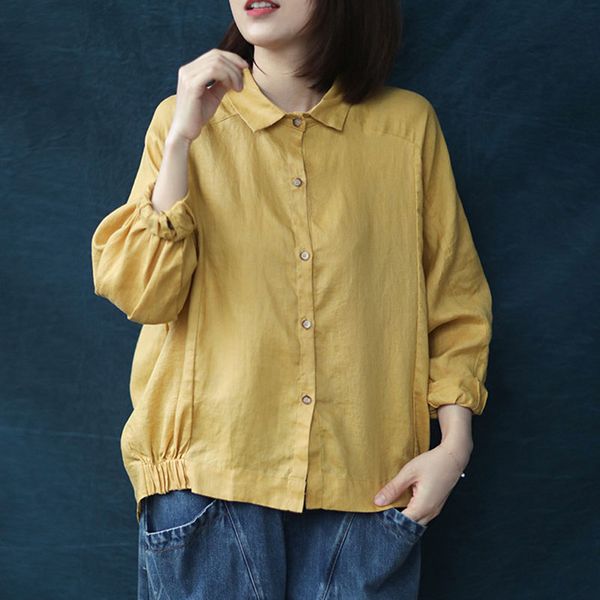 women's blouses & shirts johnature spring solid color turn-down collar long sleeve irregular shirt 2021 loose leisure single breasted w, White
women's blouses & shirts johnature spring solid color turn-down collar long sleeve irregular shirt 2021 loose leisure single breasted w, White