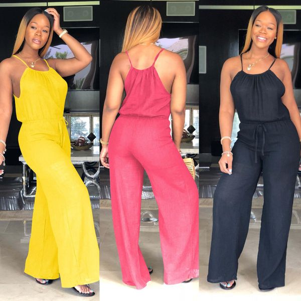 fashion designer womens jumpsuit spaghetti strap solid color rompers women loose casual clothing, Black;white
fashion designer womens jumpsuit spaghetti strap solid color rompers women loose casual clothing, Black;white