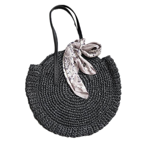 jhd-new round straw bag beach bag woven large capacity single shoulder hand crochet summer girl bag(black
jhd-new round straw bag beach bag woven large capacity single shoulder hand crochet summer girl bag(black