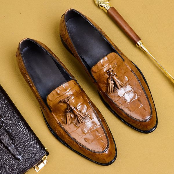 men's shoes crocodile pattern printed oxfords genuine leather business dress shoes men's leather pointed formal, Black
men's shoes crocodile pattern printed oxfords genuine leather business dress shoes men's leather pointed formal, Black