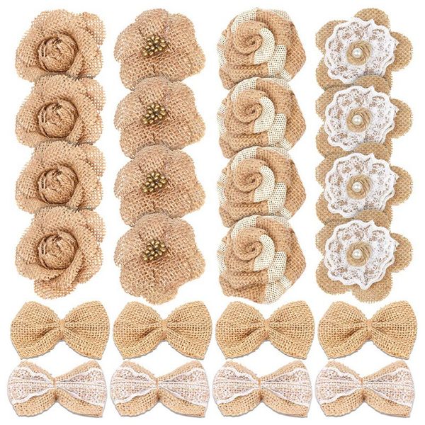 24pcs handmade natural burlap flowers, include burlap rose flowers, lace flowers with pearls, hibiscus
24pcs handmade natural burlap flowers, include burlap rose flowers, lace flowers with pearls, hibiscus