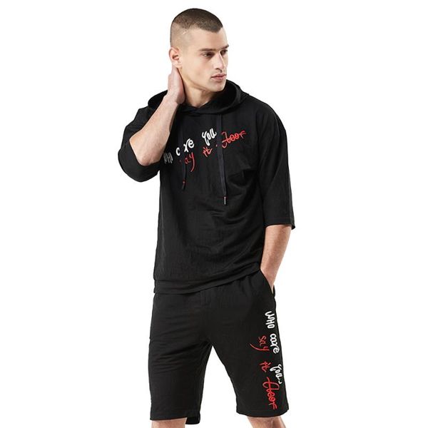 fumud 2018 summer new fashion trend men's european and american leisure set letter print hooded short sleeve trainingspak, Gray
fumud 2018 summer new fashion trend men's european and american leisure set letter print hooded short sleeve trainingspak, Gray