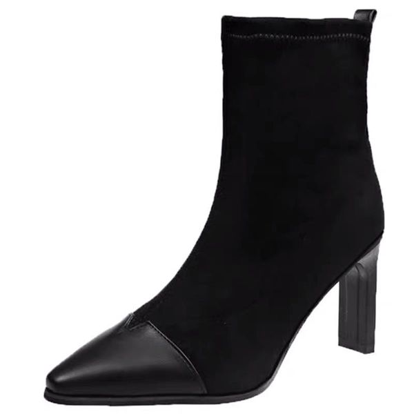 autumn 2019 new pointy thick heel socks boots women's single boot plus cashmere middle tube high heel women's short boots, Black
autumn 2019 new pointy thick heel socks boots women's single boot plus cashmere middle tube high heel women's short boots, Black