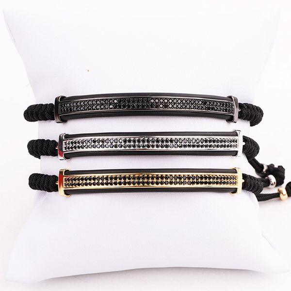 men bracelet micro cz pave charm handmade cord braided macrame wrap bracelet male jewelry gift, Black
men bracelet micro cz pave charm handmade cord braided macrame wrap bracelet male jewelry gift, Black