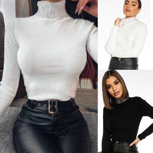 fashion rhinestone t-shirt casual women tshirt turtleneck slim ladies spring female long sleeve shirt blusas pullover, White
fashion rhinestone t-shirt casual women tshirt turtleneck slim ladies spring female long sleeve shirt blusas pullover, White