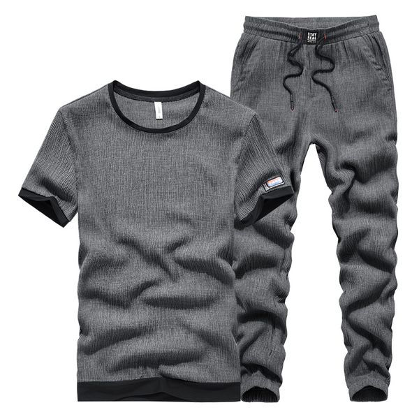 two-piece big yards mens designer leisure suit male summer thin section running short-sleeved track suit trousers piece fitted tide t shirt, Gray
two-piece big yards mens designer leisure suit male summer thin section running short-sleeved track suit trousers piece fitted tide t shirt, Gray