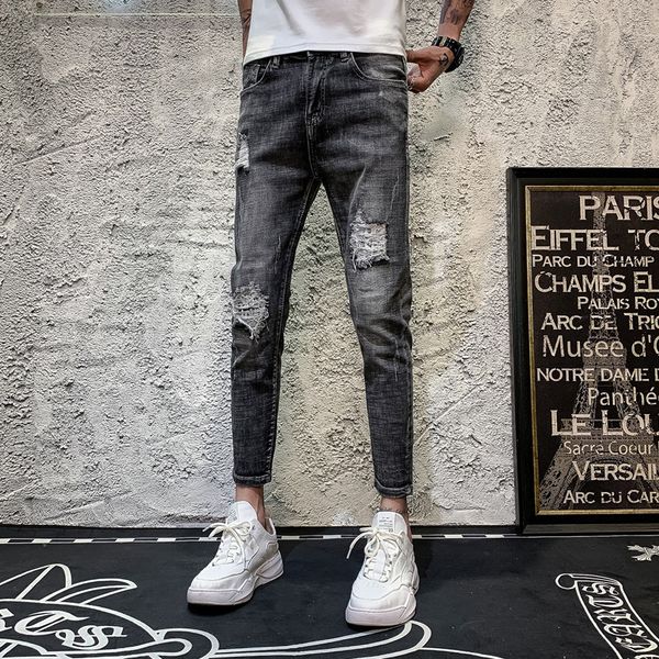spring new jeans men slim fashion solid color torn holes denim trousers man streetwear trend wild hip hop trousers male clothes, Blue
spring new jeans men slim fashion solid color torn holes denim trousers man streetwear trend wild hip hop trousers male clothes, Blue