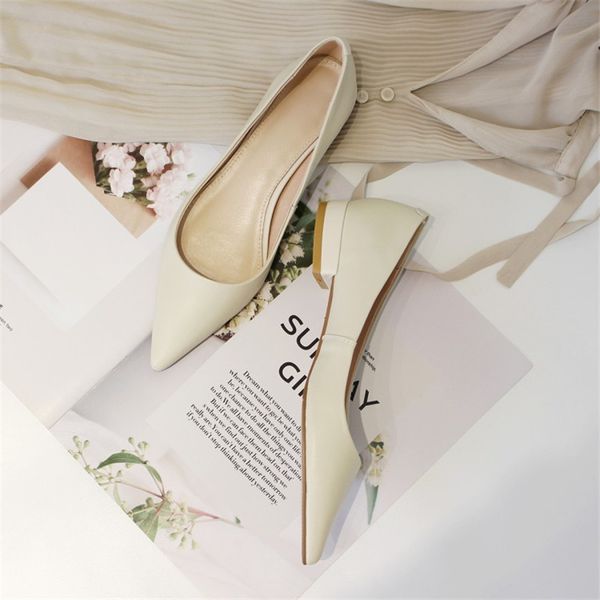 women's shoes genuine leather cowhide pointed toe square heels shallow mouth flats korean version fashion slingback spring, Black
women's shoes genuine leather cowhide pointed toe square heels shallow mouth flats korean version fashion slingback spring, Black