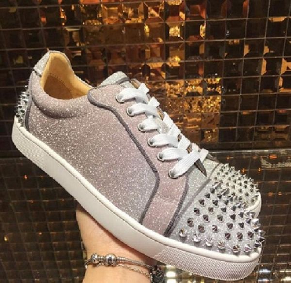 elegance with luxurious low grey suede sneakers shoes spikes red bottom luxury shoes perfect casual flats --party dress, Black
elegance with luxurious low grey suede sneakers shoes spikes red bottom luxury shoes perfect casual flats --party dress, Black