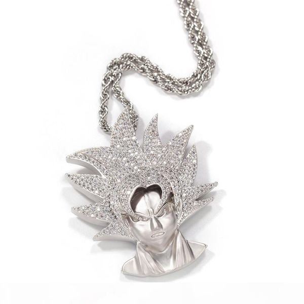 new 18k gold plated super saiyan hip hop iced out necklace chain luxury designer jewelry gift, Silver
new 18k gold plated super saiyan hip hop iced out necklace chain luxury designer jewelry gift, Silver