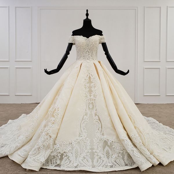 2020 luxury wedding dress strapless off shoulder short sleeves lace appliques beading illusion back bohemian wedding dress gaun bridal, White
2020 luxury wedding dress strapless off shoulder short sleeves lace appliques beading illusion back bohemian wedding dress gaun bridal, White