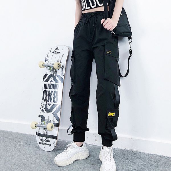 black cargo pants big pockets women high waist loose streetwear pants baggy tactical trouser hiphop joggers, Black;blue
black cargo pants big pockets women high waist loose streetwear pants baggy tactical trouser hiphop joggers, Black;blue