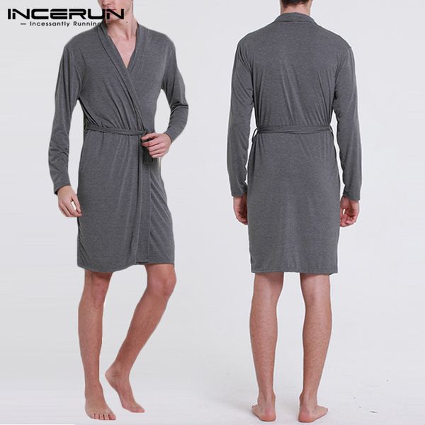 incerun fashion men robes plain comfortable long sleeve soft pajamas casual bathrobes men kimono nightgown v neck homewear s-5xl, Black;brown
incerun fashion men robes plain comfortable long sleeve soft pajamas casual bathrobes men kimono nightgown v neck homewear s-5xl, Black;brown