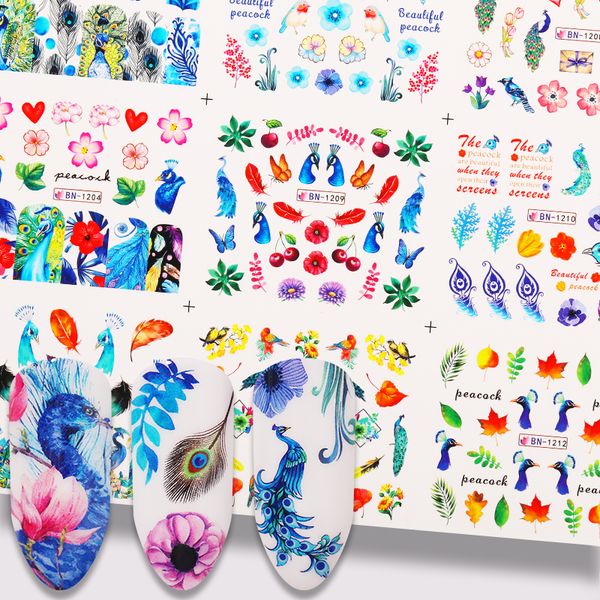 12 types mixed patterns nail water decals colorful peacock nail art transfer stickers decals art diy design decorations, Black
12 types mixed patterns nail water decals colorful peacock nail art transfer stickers decals art diy design decorations, Black