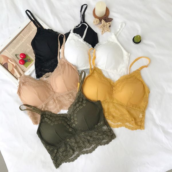 women's shapers women tank crop female bralette lingerie wireless underwear lace padded camisole femme, Black;white
women's shapers women tank crop female bralette lingerie wireless underwear lace padded camisole femme, Black;white