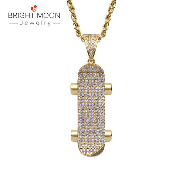 european and american new hip hop necklace hip hop skateboard inlaid zircon three-color male necklace, Silver
european and american new hip hop necklace hip hop skateboard inlaid zircon three-color male necklace, Silver