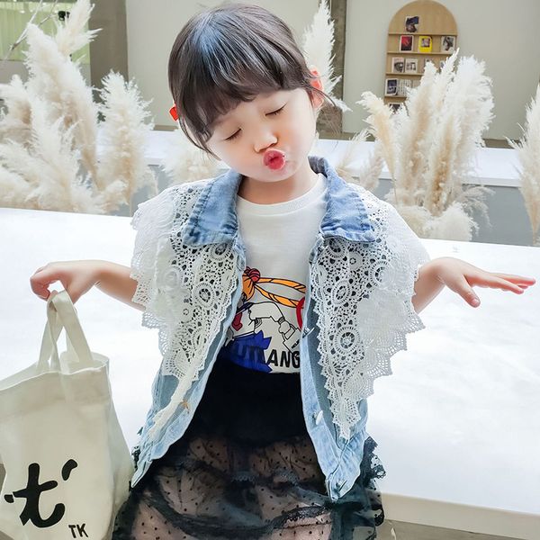 2020 1-7y lace baby girls jeans vests spring autumn sleeveless girls jeans jacket lace denim outerwear toddler clothing bc227, Blue
2020 1-7y lace baby girls jeans vests spring autumn sleeveless girls jeans jacket lace denim outerwear toddler clothing bc227, Blue