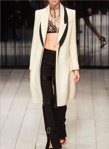 new spring and autumn women coats color block satin suit collar slim long suit jacket lady england style blazer coat trench, White;black
new spring and autumn women coats color block satin suit collar slim long suit jacket lady england style blazer coat trench, White;black