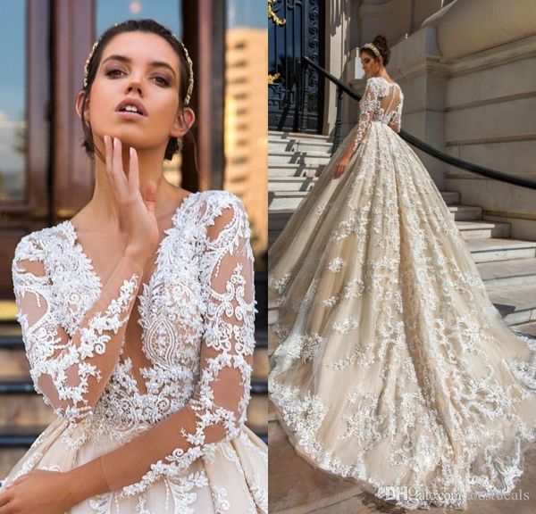 long sleeve lace ball gown wedding dresses 2020 robe de mariage applique vestido de noiva de renda luxury bridal gowns, White
long sleeve lace ball gown wedding dresses 2020 robe de mariage applique vestido de noiva de renda luxury bridal gowns, White