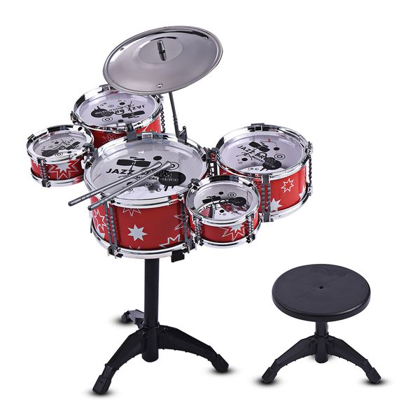 children kids jazz drum set kit musical educational instrument toy 5 drums + 1 cymbal with small stool drum sticks for kids
children kids jazz drum set kit musical educational instrument toy 5 drums + 1 cymbal with small stool drum sticks for kids