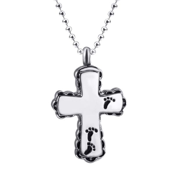 womens stainless steel pendant necklace cross pet keepsake memorial urn pendants for ash chain set fasion jewelry, Black