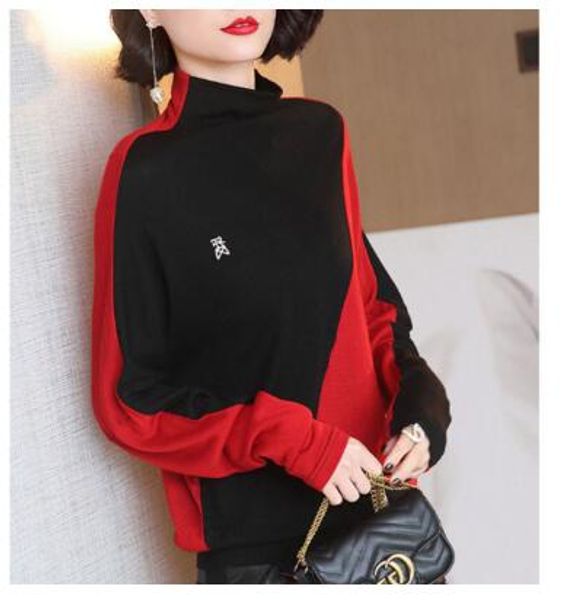 loose sweater wild contrast color half turtleneck bat sleeve long sleeve wool sweater, White
loose sweater wild contrast color half turtleneck bat sleeve long sleeve wool sweater, White