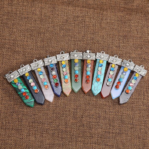 natural crystal chakra pendant necklace men's and women's seven chakra crystal sword type sale, Silver
natural crystal chakra pendant necklace men's and women's seven chakra crystal sword type sale, Silver