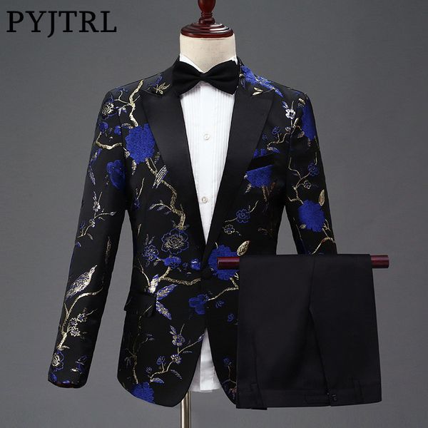 pyjtrl new design mens stylish embroidery royal blue green red floral pattern suits stage singer wedding groom tuxedo costume, White;black
pyjtrl new design mens stylish embroidery royal blue green red floral pattern suits stage singer wedding groom tuxedo costume, White;black