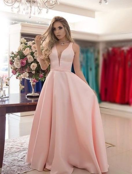 deep v-neck long pink evening dresses with pockets robe de soiree a-line floor length party gowns custom made, Black;red
deep v-neck long pink evening dresses with pockets robe de soiree a-line floor length party gowns custom made, Black;red
