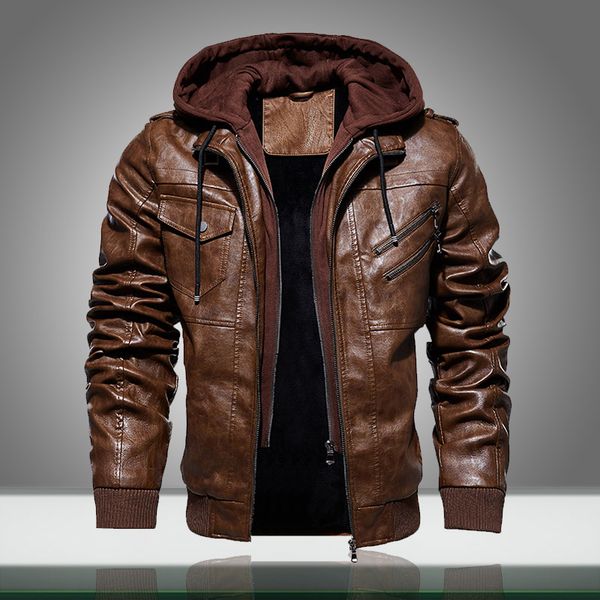 men's jackets winter warm men leather jacket solid motorcycle coats male thick velvet hooded pu outwear zipper baseball windbreaker, Black;brown
men's jackets winter warm men leather jacket solid motorcycle coats male thick velvet hooded pu outwear zipper baseball windbreaker, Black;brown
