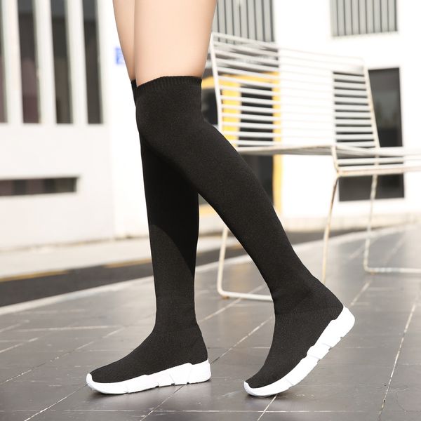 over the knee women sock boots platform shoes 2018 slip stretch fabric flats low heel elastic thigh black fashion socks woman
over the knee women sock boots platform shoes 2018 slip stretch fabric flats low heel elastic thigh black fashion socks woman