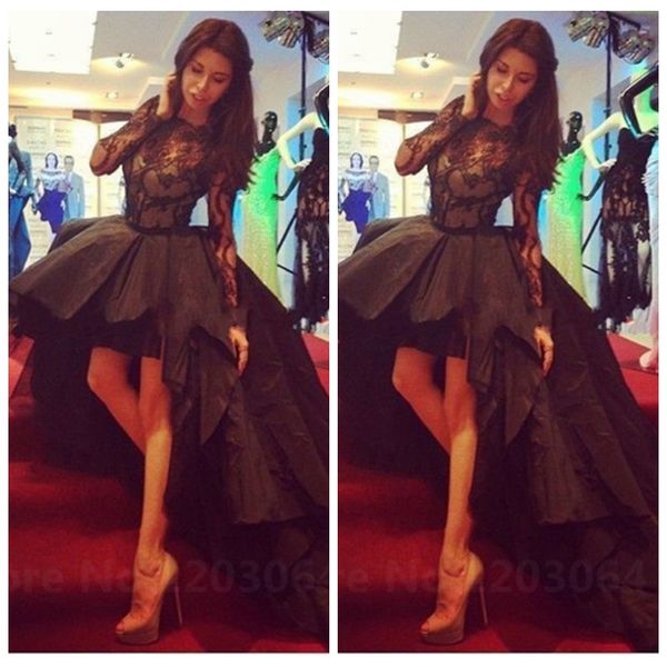 2019 high low black lace long sleeves prom dresses pleated hi-lo formal ladies spring vestidos de evening party gowns robe de festa
2019 high low black lace long sleeves prom dresses pleated hi-lo formal ladies spring vestidos de evening party gowns robe de festa